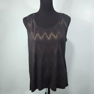 Misia Black Blouse with Gold Chevron Accent Medium